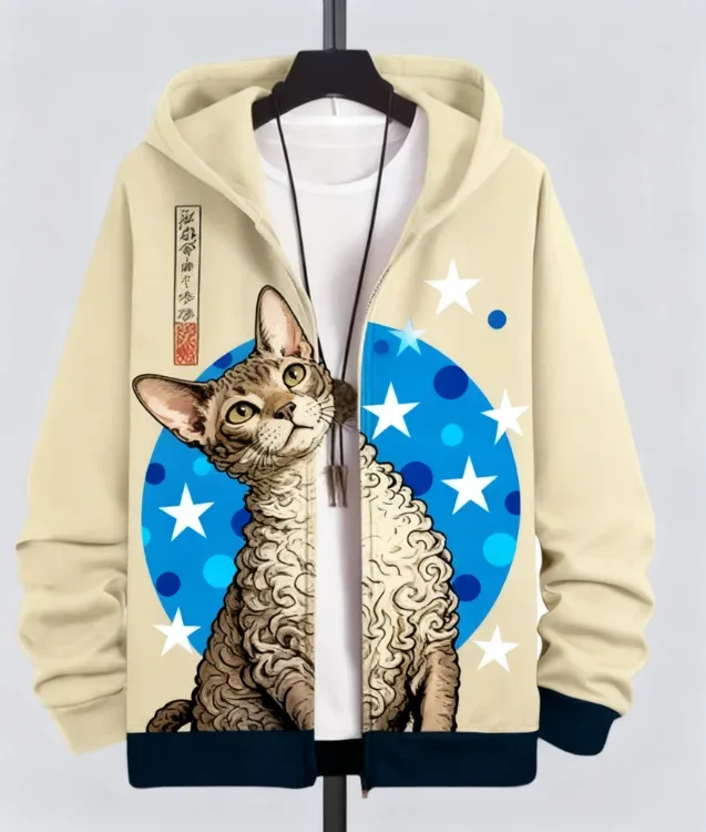 Hot Animal Cat Sweatshirt Zipper Hoodies 3D Printing Man Tracksuit Zipper Lengan Panjang Fesyen Hoodie Pakaian Y2K Lelaki — image 11
