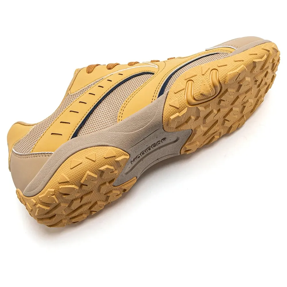 Unisex Wide Toe Hiking Sneakers Lace-Up Walking Shoes Outdoor Travel Artificial Leather Mesh Minimalist Sneakers