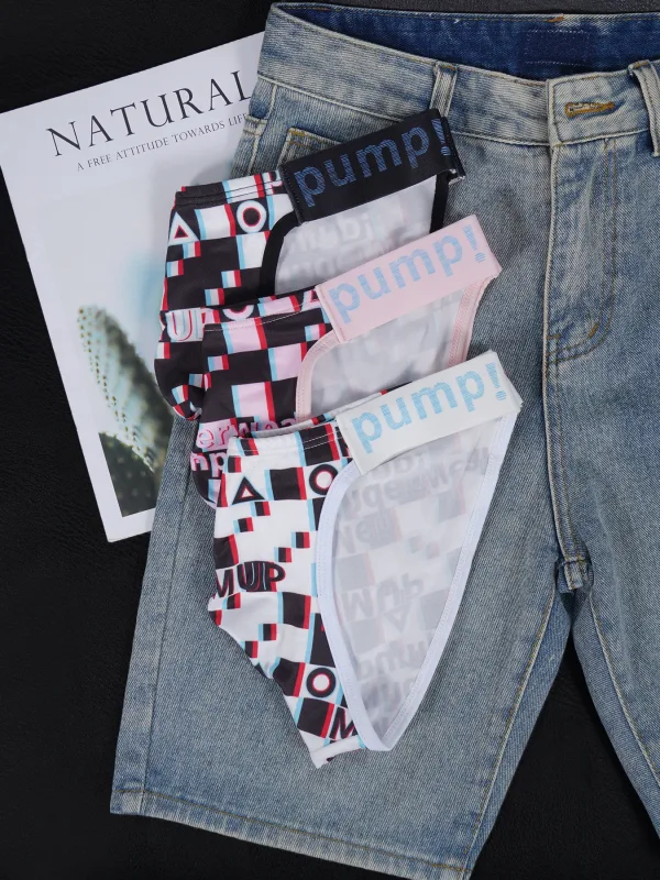 Men's Printed Briefs U Convex Pouch Elastic Waistband Letter Logo Breathable Fashion Underwear — image 5