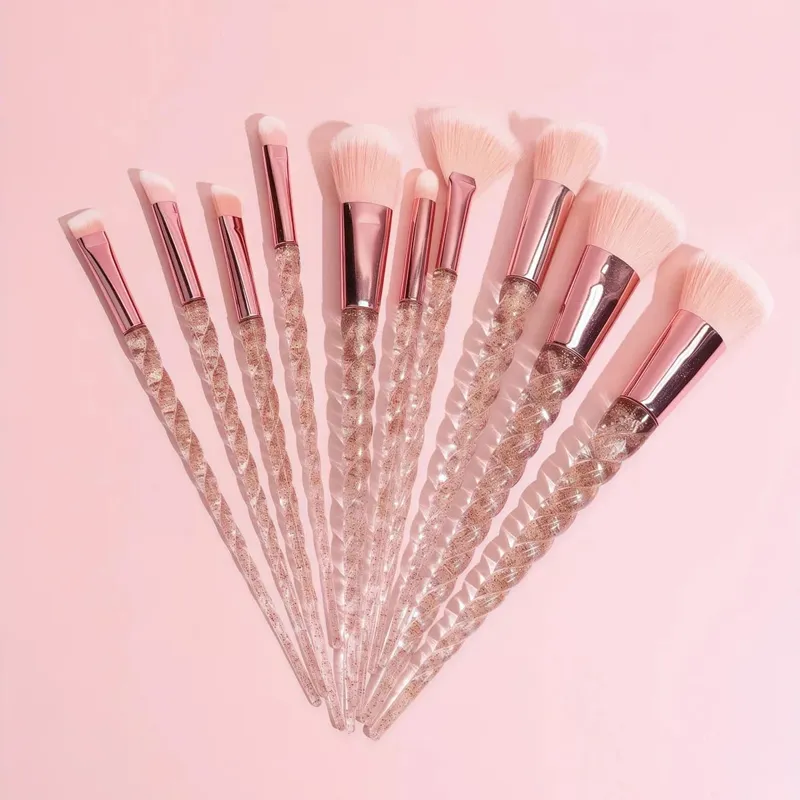 Colorful 10-Piece Makeup Brush Set Crystal Handle Concealer Brushes Beauty Health Cosmetic Tools Make Up Tools
