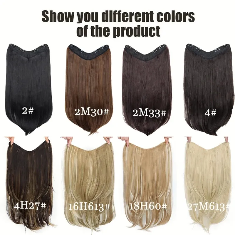 22Inch Synthetic V-Shaped Long Straight Layered Hair Extension Fluffy Increase Natural Invisible Hairpiece Wig for Women — image 3