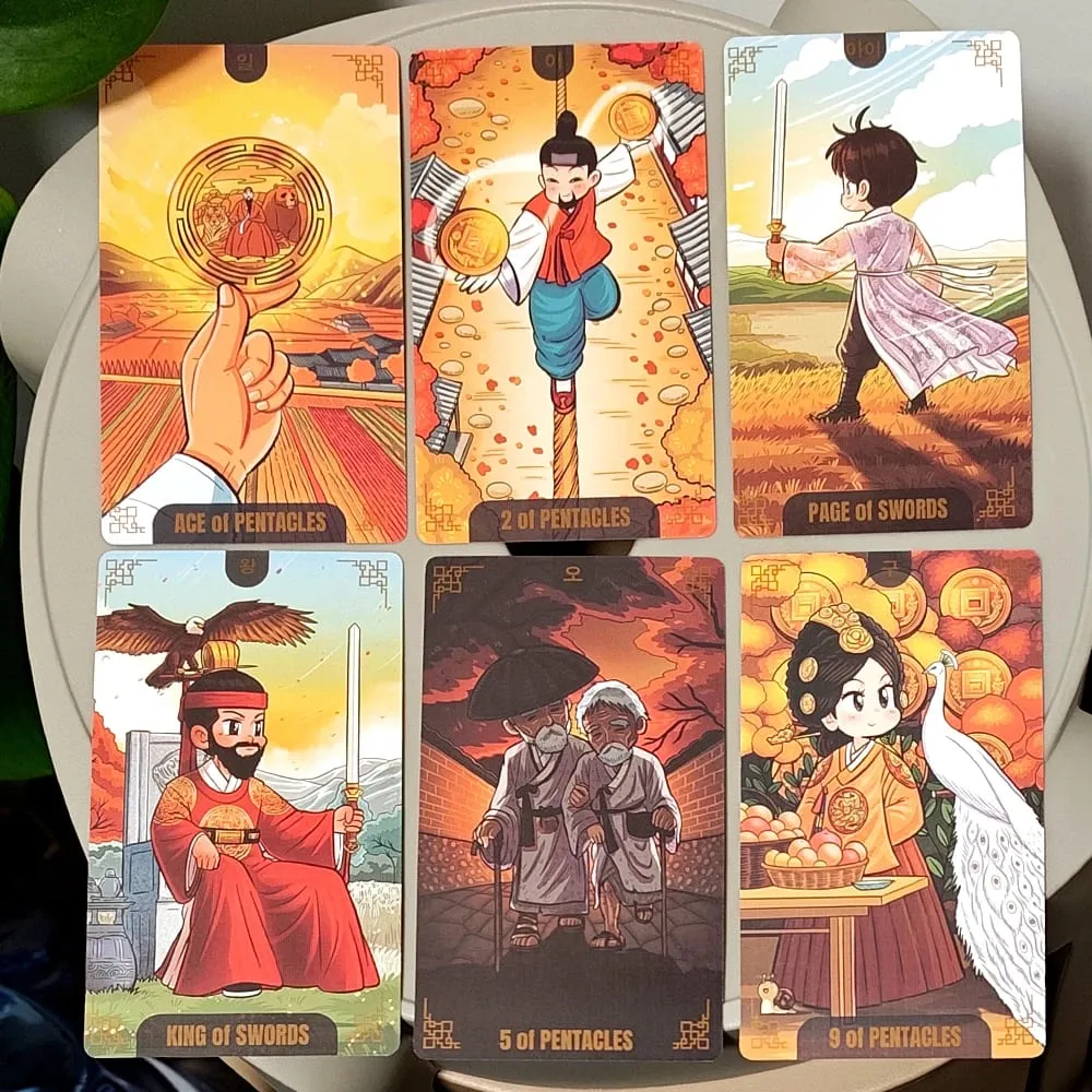 Timeless in The Autumn Chibi Tarot Deck for Collectors in Rigid Box 12*7cm Korenji Tarot 78 Cute Korean Hanbok Style Cards — image 5