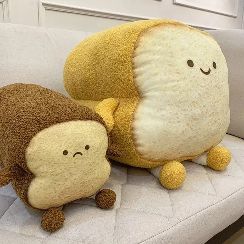 NEW Happy Sad Toast Plush Toy Sleeping Baby Stuffed Pillow Sofa Back Cushion Children Baby Birthday Present Gift Home Decor — image 4