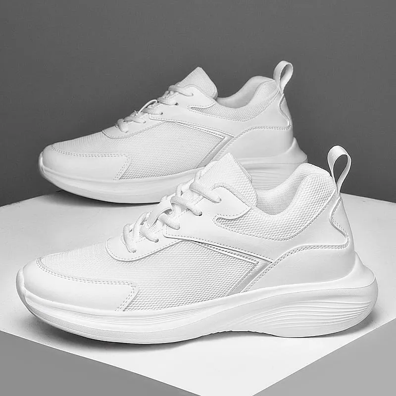 Zapatillas de deporte a la moda para hombre, zapatos con aumento de altura de malla transpirable, suela de microfibra, zapatos cómodos para caminar al aire libre — image 2