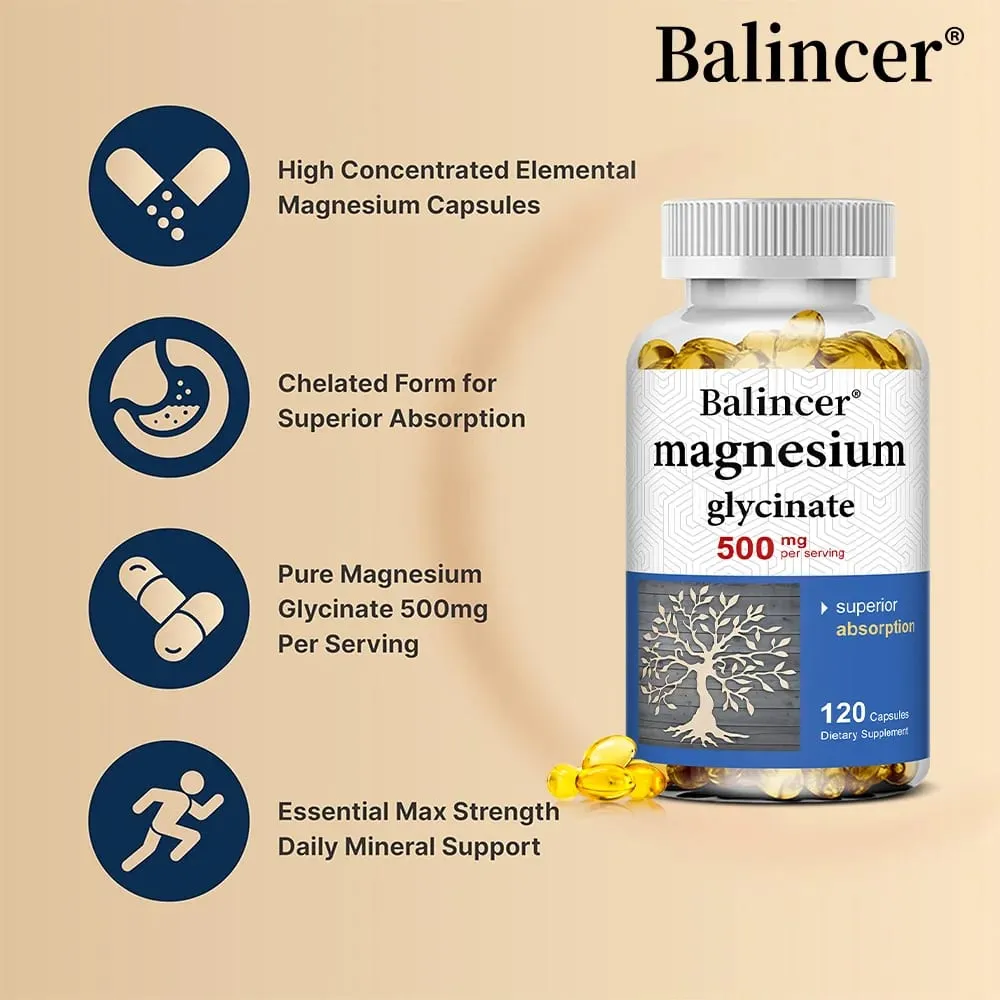 Magnesium Glycinate Capsules 500mg - Supports Muscle Joint and Heart Health Promotes Deep Sleep — image 4