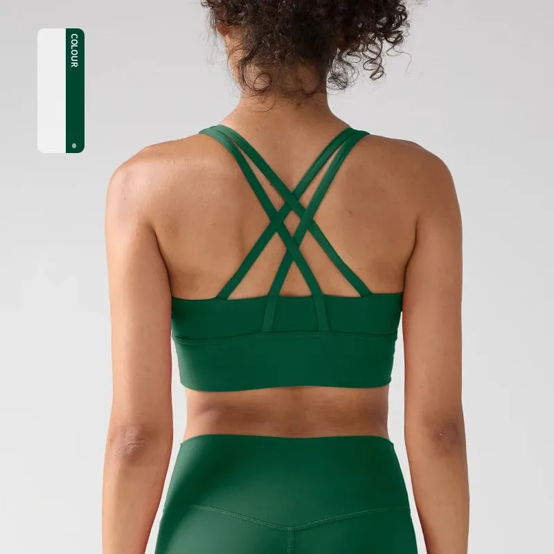 Solid Color Women Women Fitness Yoga Bras Race Back Sports Bras Nylon Top Women Bra Sexy Breathable Underwear For Women Gym — image 18