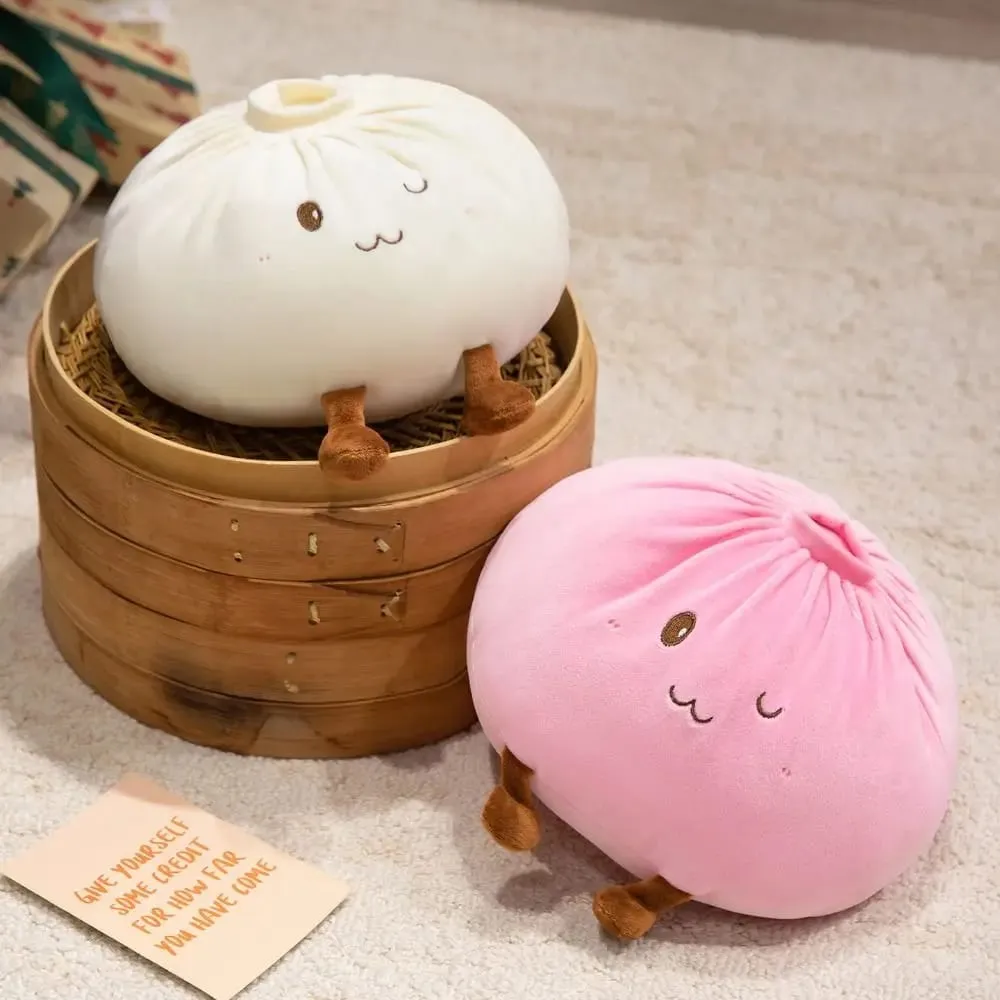 Super Soft Plush Material Steamed Bun Plush Pillow PP Cotton Filled Stress Relief Dumpling Plush Toy Fluffy Comfortable