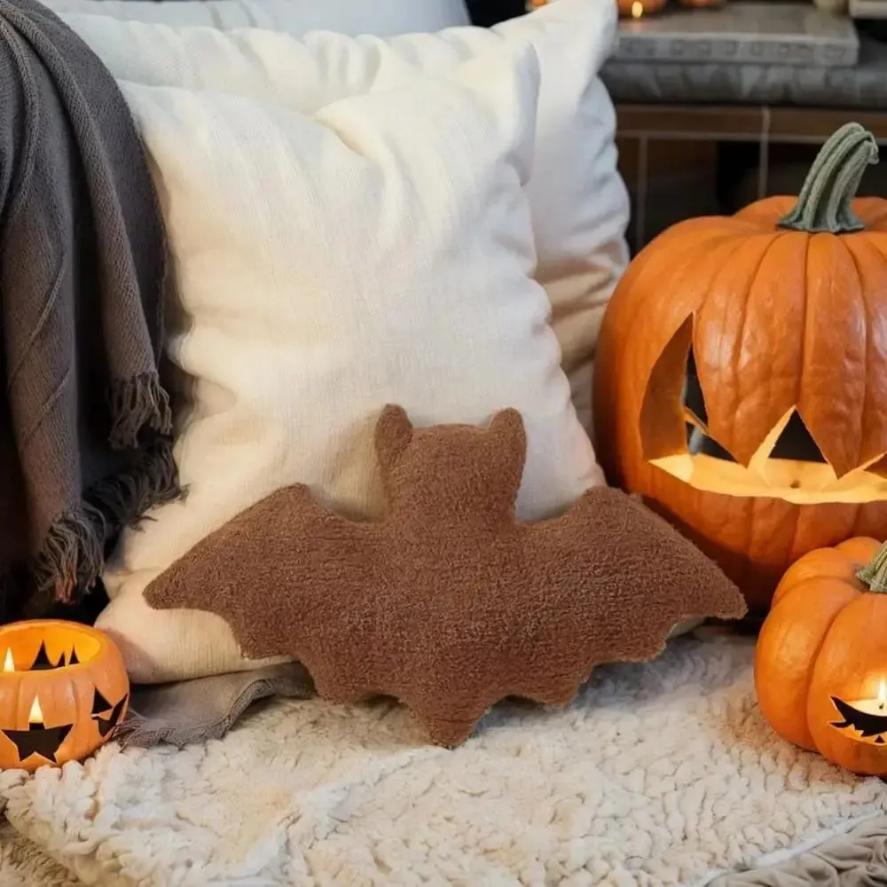 Halloween Material Bat Pillow Halloween Theme Black White Brown Bat Modeling Pillow Soft Fabric Gothic Bat For — image 5