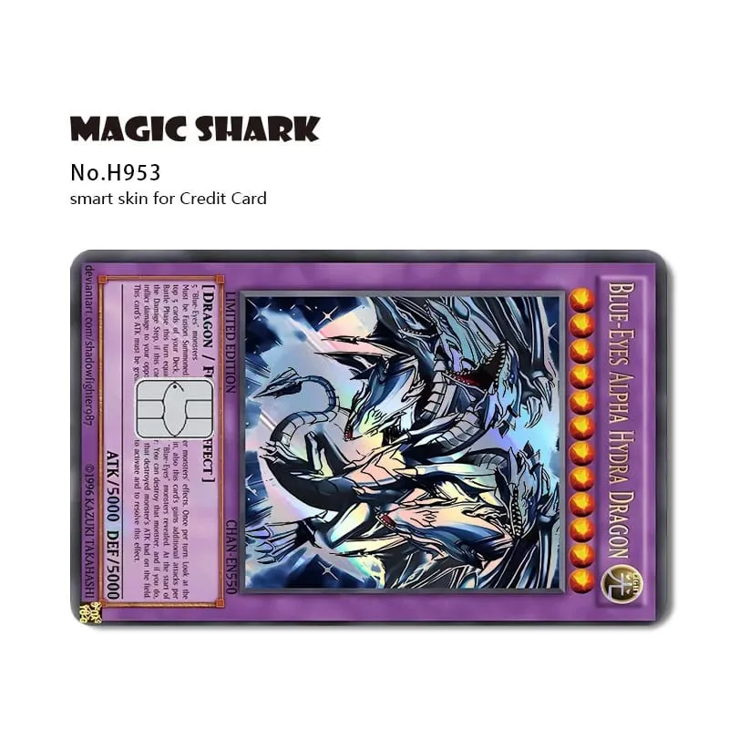 Magic Shark Yo-gi-oh Blue Eyes Dragon Game Shinny Holographic Laser Debit Credit Card Sticker Film Skin Front Cover — image 19