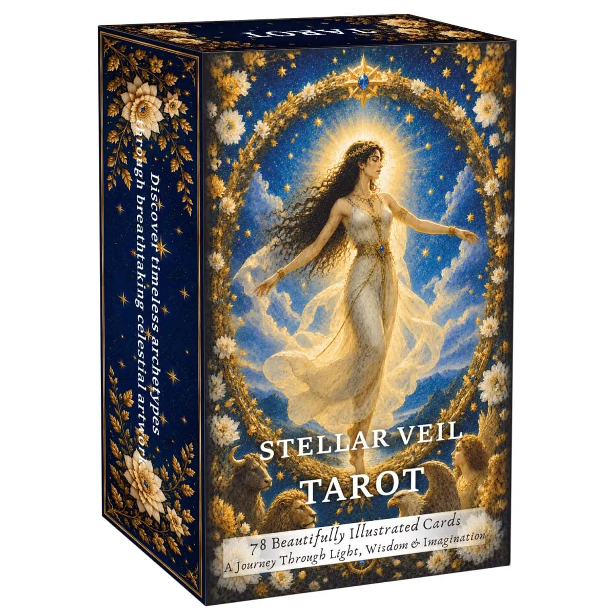 78 Tarot Cards 13x8 Cm Stellar Veil Tarot Deck Paper Manual Symbolic Designs Unique Tarot Experience Card Game
