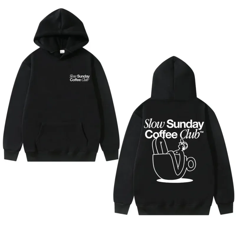 Unisex Slow Sunday Coffee Club Hoodie Pullover Funny Meme Vintage Casual Streetwear Sweatshirt, Multiple Colors Available — image 1