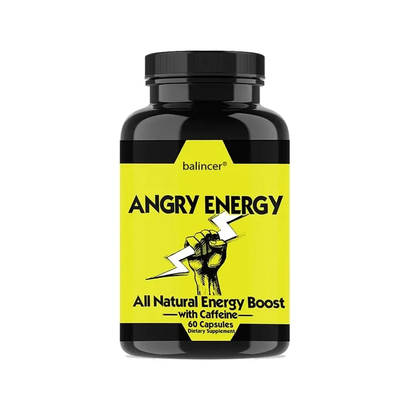 Angry Energy Caffeine Capsules Natural Non-GMO Increase Stamina and Focus Mind & Body Health