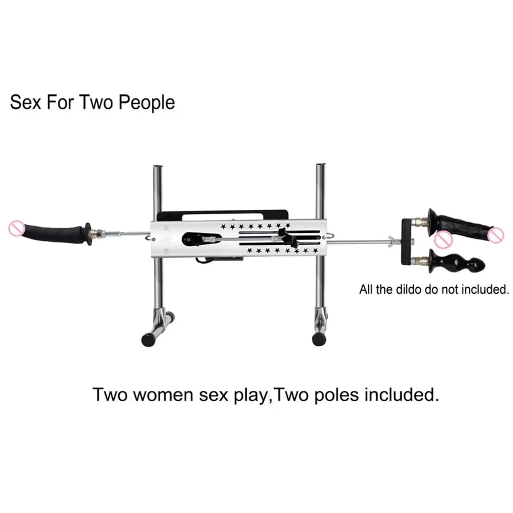 Macchina del sesso silenziosa a doppio controllo cablata/senza fili Macchine per l'amore Vac-u-Lock regolabili da 120 W Giocattoli del sesso con vibratore a corsa da 3-15 cm per le donne