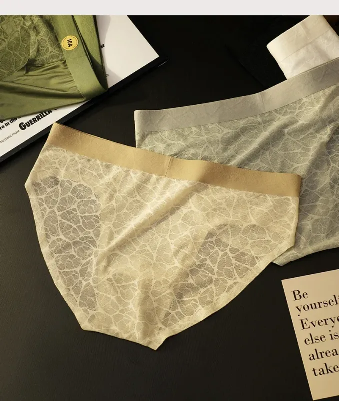 Men Triangle Underwear Ice Silk Thin Breathable Panties Quick Drying Briefs Male Sexy U Bulge Pouch Underpant Lace Leopard Print — image 13