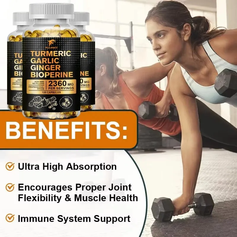 Buy 2 Get 2 Free! Turmeric Curcumin Supplement with BioPerine & Garlic for Joint Support Immune Health & Anti Inflammatory — image 3