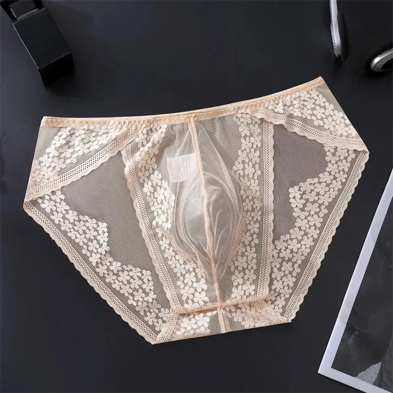 Men Ice Silk Lace Underwear 3D Convex Bag Plus Size Sexy Lingerie Calzoncillos Hombre Tangas Breathable Male Sleepwear — image 13