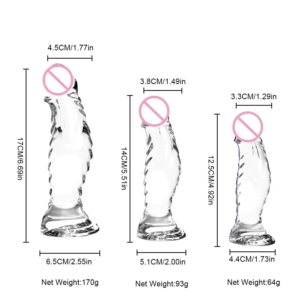 Crystal Clear Spiral Glass Dildo with Strong Suction Cup Base Transparent Realistic Anal Vaginal Sex Toy for Women Men Couples — image 2