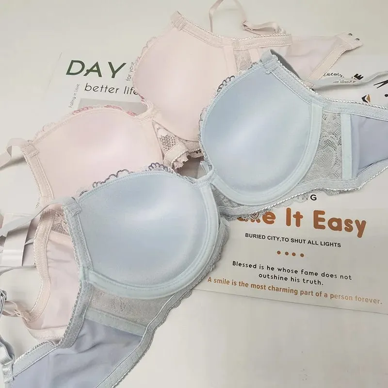Sexy lace girls bra set gathered up support not run cup underwear women push up skin-friendly lingerie panties suit — image 4