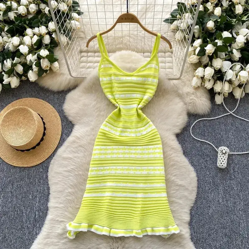 YuooMuoo Chic Fashion A-line Short Women Dress Ins Hot Y2K Geometric Knitted Summer Dress Streetwear Korean Lady Party Vestidos — image 6