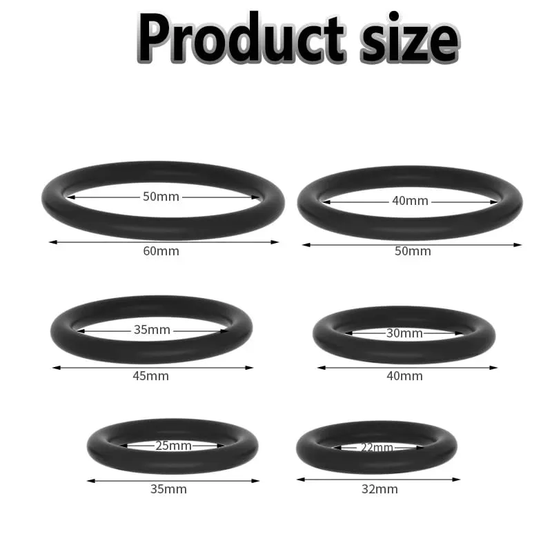 New 6pcs Silicone Penis Ring Ejaculation Delay Cock Rings Dick Erection Cockring Male Chastity Adult Sex Toys for Men — image 5