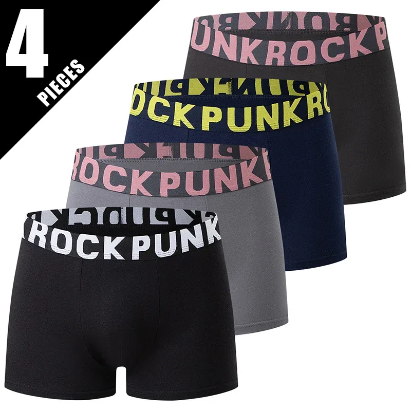 4 Piece Set Of Men's Cotton Comfortable Soft And Versatile Underwear Plus Size Casual Boxer Shorts Sports Cycling Base Shorts