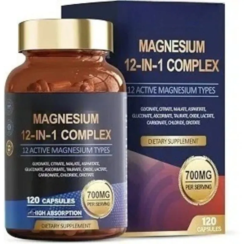 Magnesium 12-In-1 Complex Capsules for Sleep Support and Muscle Relaxation Nervous System & Heart Health 120 Capsules