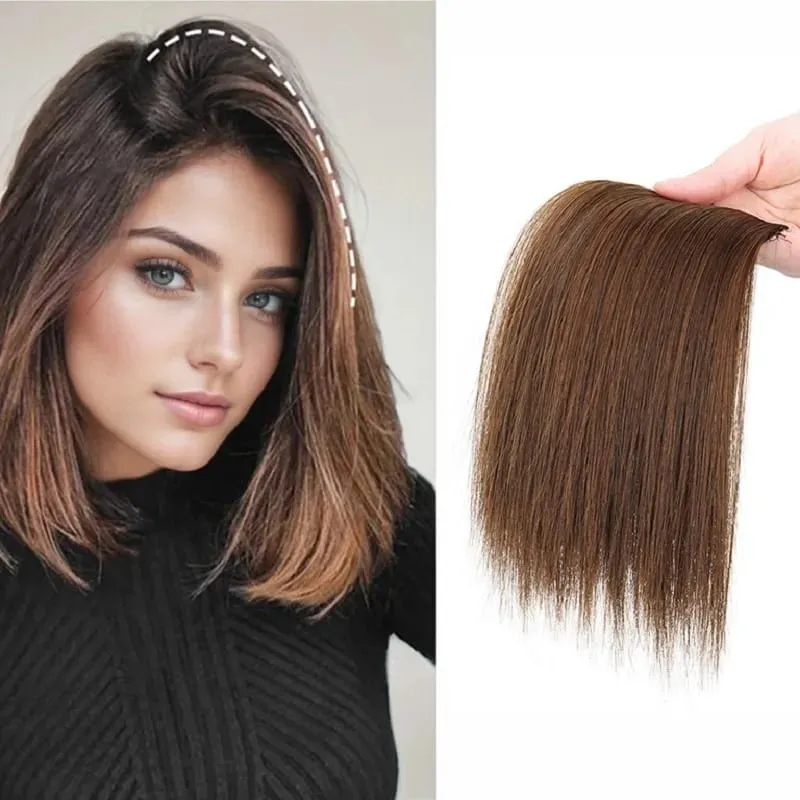 Peças de cabelo sintético curto e reto, 10/20/30cm, clipe invisível na parte superior do cabelo, acessórios de cabelo para mulheres — image 2