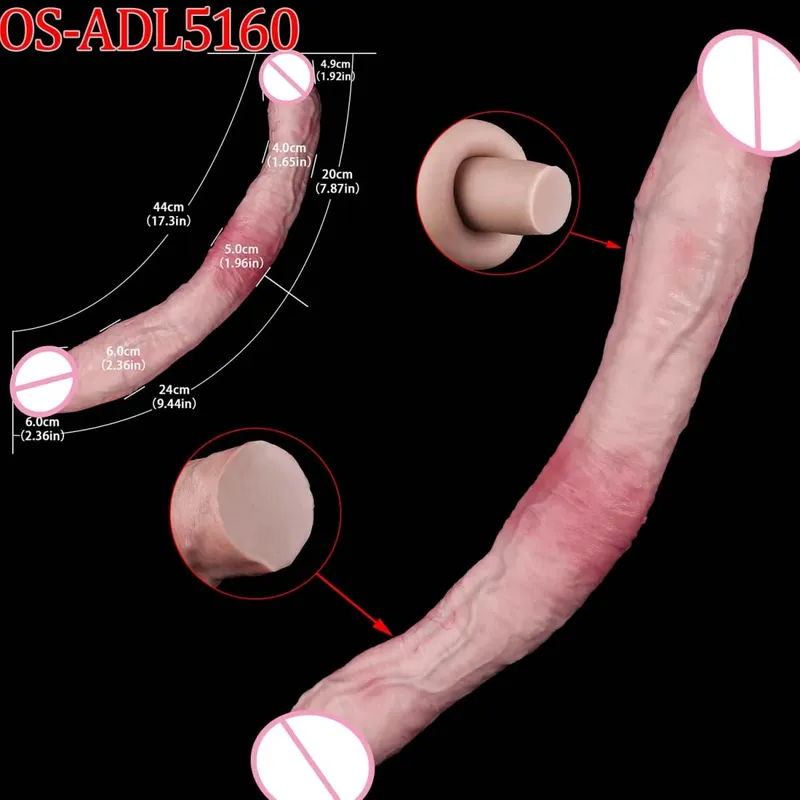 47 cm Realistische Lange Dildos Doppel Kopf Anal Vaginal Stimulator Sex Spielzeug Mit Sauger Für Lesbische Paare Homosexuell Männer erwachsene Werkzeuge