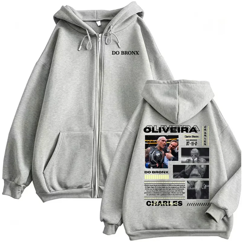 Do Bronxs Charles Oliveira Sweatshirt Jacket Coats Men Women Violence Aesthetic Zipper Hoodies High Quality Fleece Zip Up Hoodie