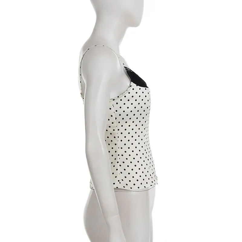 Chic Lace Patchwork Polka Dot Camis Tops Elegant Sleeveless Tank Tops Summer Casual Daily Wear Streetwear Camisole 2026 — image 5