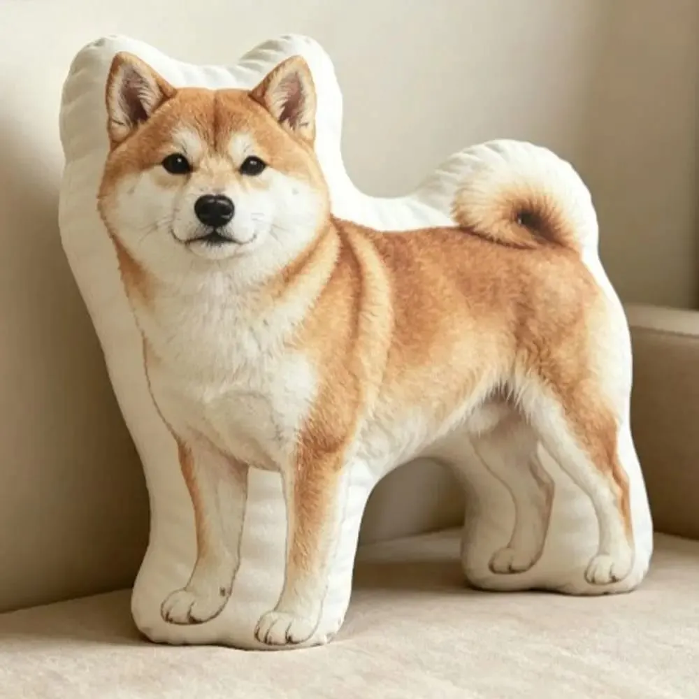 Dog Shaped Pillow Animal Throw Pillow Soft Plush Fabric Decorative Animal Pillow Shiba Dog Cushion Contoured Shape