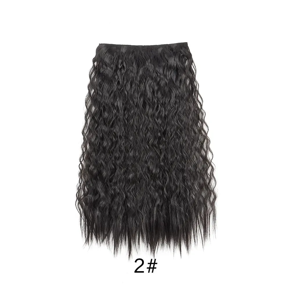 24Inch Synthetic Long Kinky Curly Hair High Temperature Corn Wave Hair Extension Clip in Fiber Hairpieces for Women — image 9