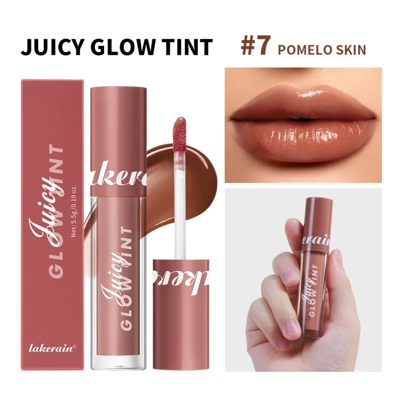 Juicy Glow Lip Tint Mirror Shine Lip Gloss Deep Hydrating Long-Lasting Dewy Moisturizing Non-Sticky High Shine Tinted Lip Makeup