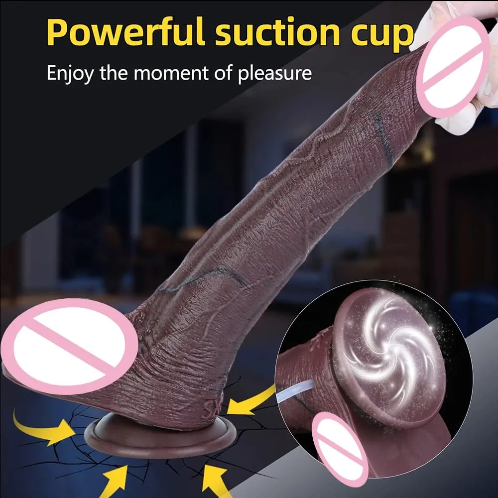 Silicone Lifelike Double Layers Ejaculating Penis Squirting Long Dildo With Sucker Anal Sex Toys For Men Women Masturbator — image 6