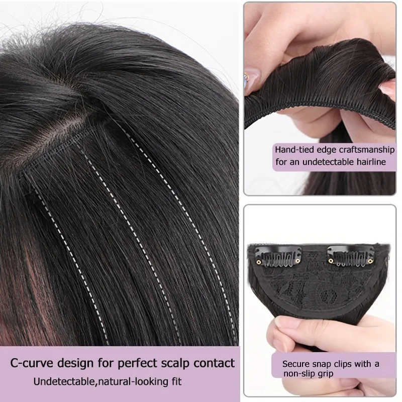 10 センチメートル/20 センチメートル/30 センチメートル合成ショートストレートパッド目に見えないヘアエクステンション裏地の髪トップサイドカバーかつら女性のための — image 3