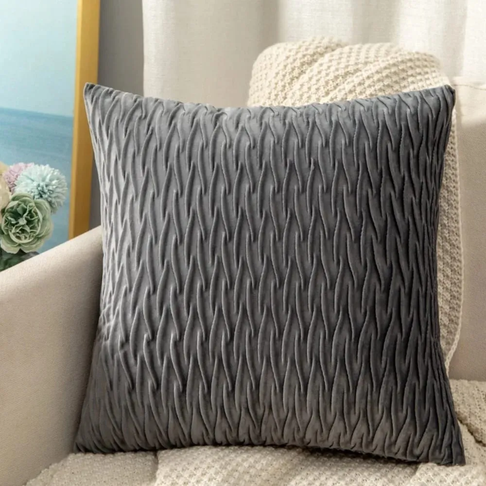 Striped Geometric Velvet Cushion Cover 45x45cm Decorative Throw Pillow Case for Sofa Bedroom Home New Year Decor — image 5