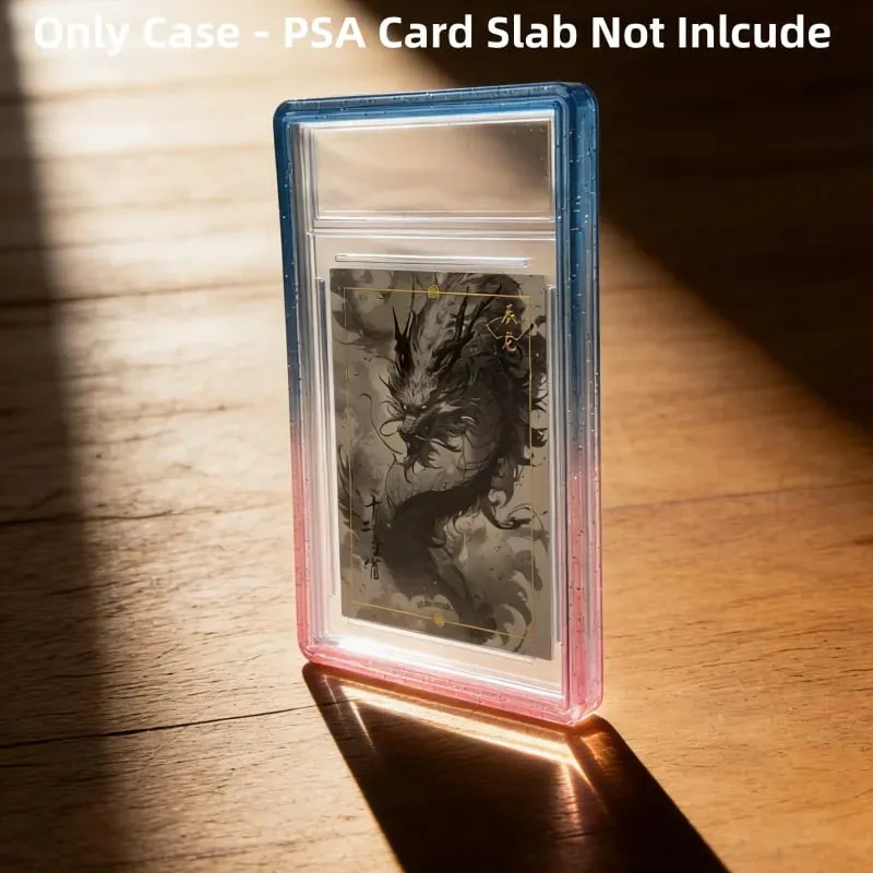 Glitter TPU Slab Bumper Guard Case Holder Protective Skin Display Sleeves with Clear Back for PSA 35PT Graded Trading Card