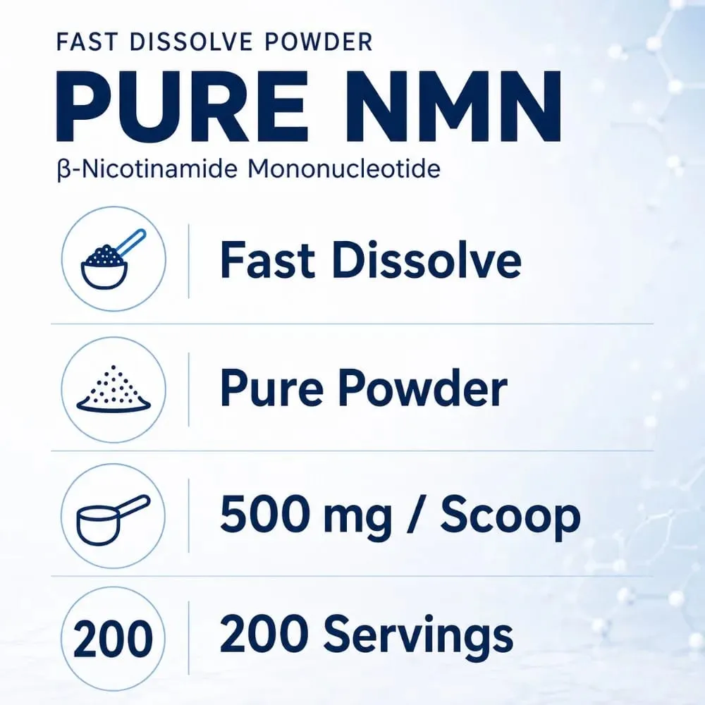 Pure NMN Powder 100G NAD + Booster Nicotinamide Mononucleotide 500Mg Fast Dissolve Anti Aging Cellular EnergyอาหารเสริมNon-GMO — image 5