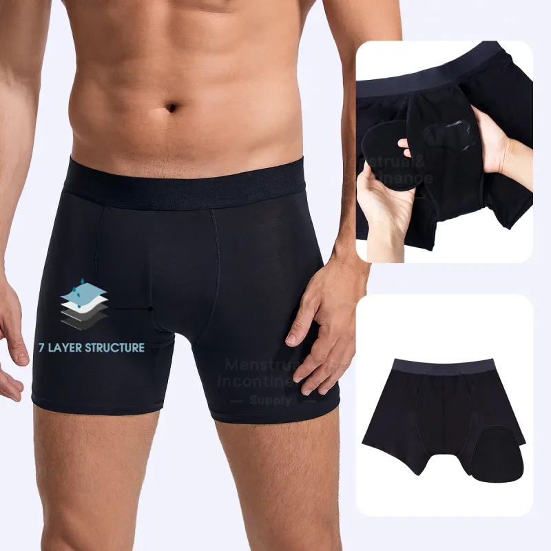 Men's Boxer Incontinence Anti-Leak Super Absorbent Reusable Washable Senior Leak Proof Underwear Control Stains and Odour — image 21