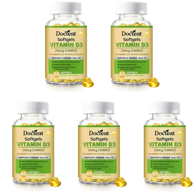 Docteat Vitamin D3 Softgels Supports Immune Health Helps Maintain Bones and Teeth for Adult Daily Requirement 60 Softgels — image 11