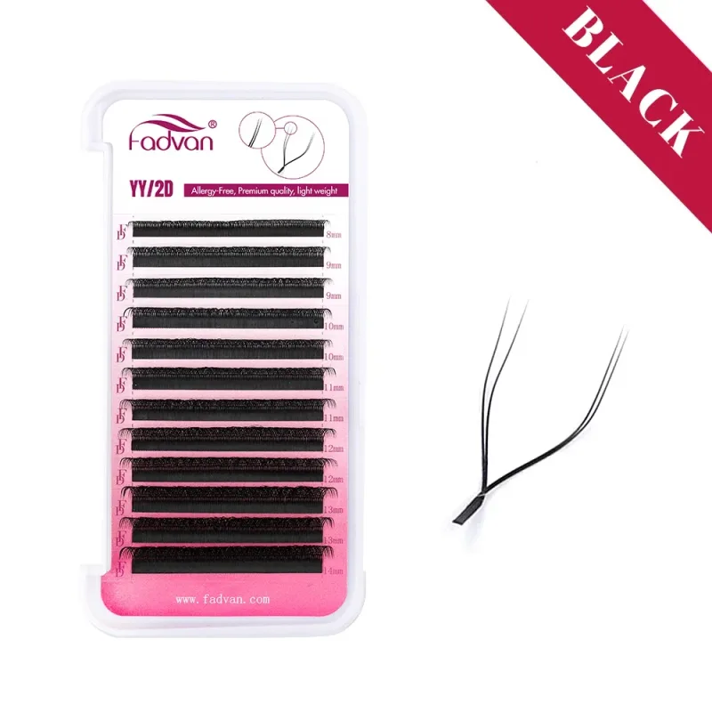 Extensões de cílios postiços em formato de Fadvan YY marrom/preto C/D/L/LU/L+ Curl Fox Eye