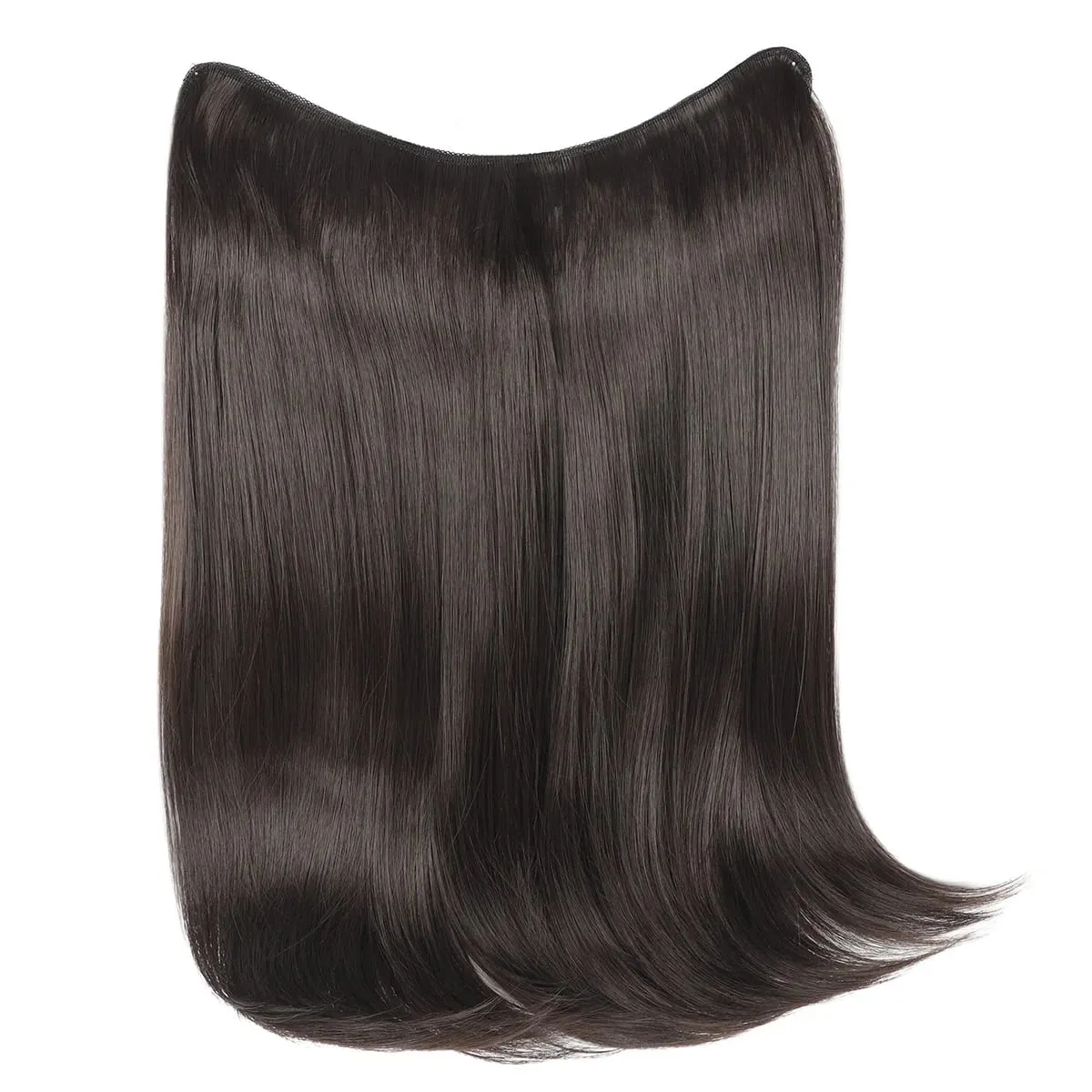 18Inch Synthetic V Long Curly Inner Buckle Hair Extension Black Brown Hairpiece Wig One Piece Straight Hairpi for Women — image 4