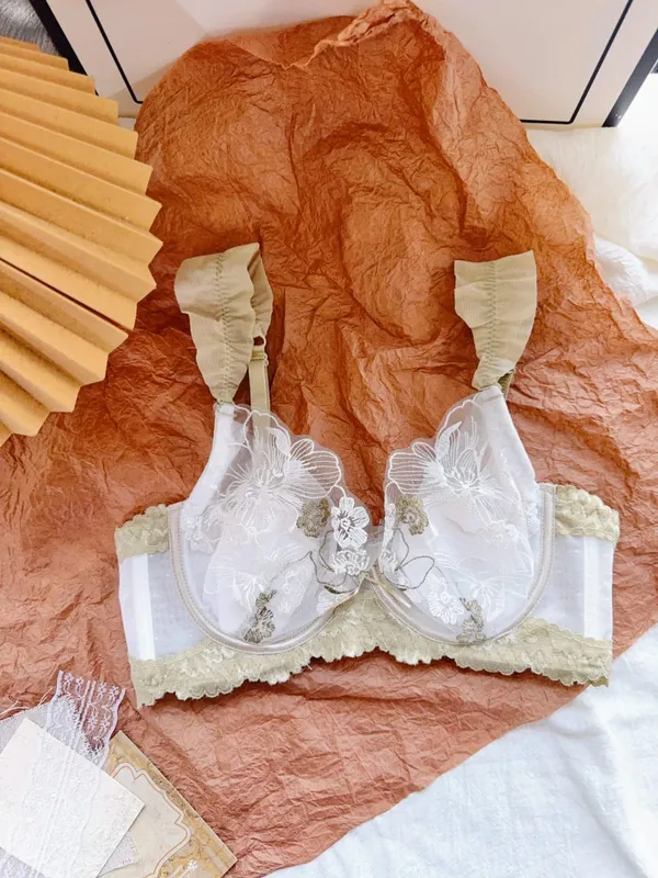 Lace Floral French Bra Set Soft Underwire Ultra Thin Bunny Cup Plus Size Minimizer Bra Sexy Lingerie Set For Women Daily Wear — image 11