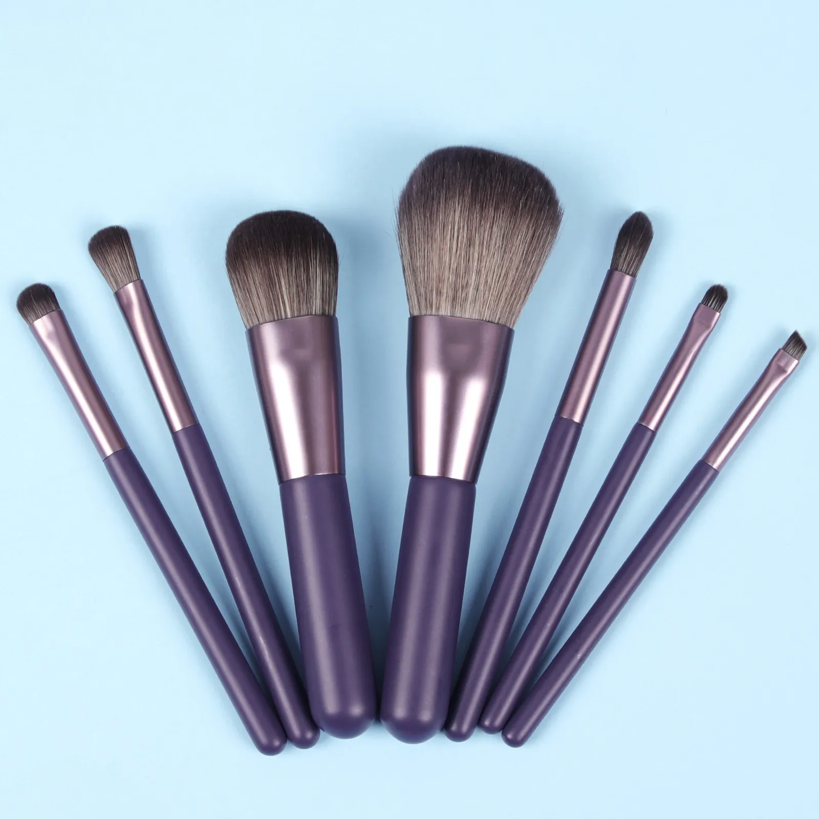 Portable 7Pcs Complete Makeup Brushes With PU Storage Bucket Foundation Highlight Eyebrow Beginner Cosmetic Kit