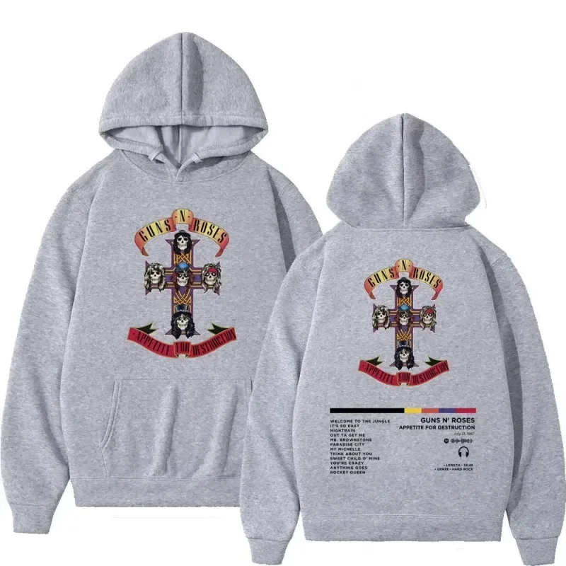 2026 Men's and Women's Guns N Roses Printed Hooded Sweatshirts Guns N Roses Unisex Clothing Printed Rock Hip-hop Gothic Fashion — image 16