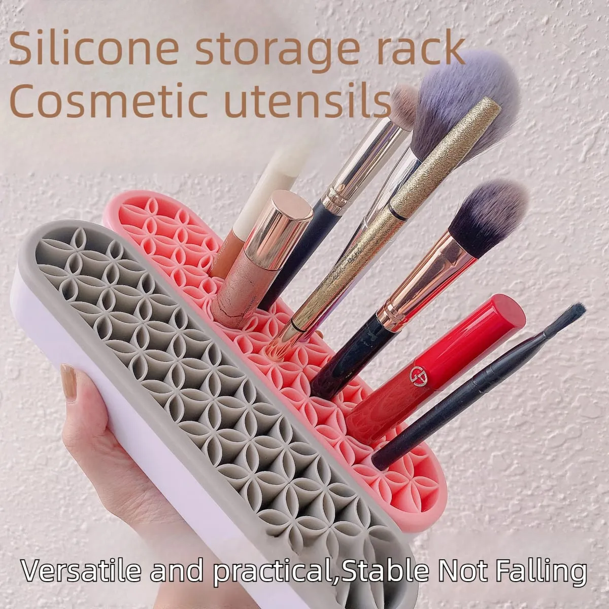 Silicone Makeup Brush Holder Stand Organizer Multifunctional Desktop Storage Rack Hole Design for Brushes Pens Pencils