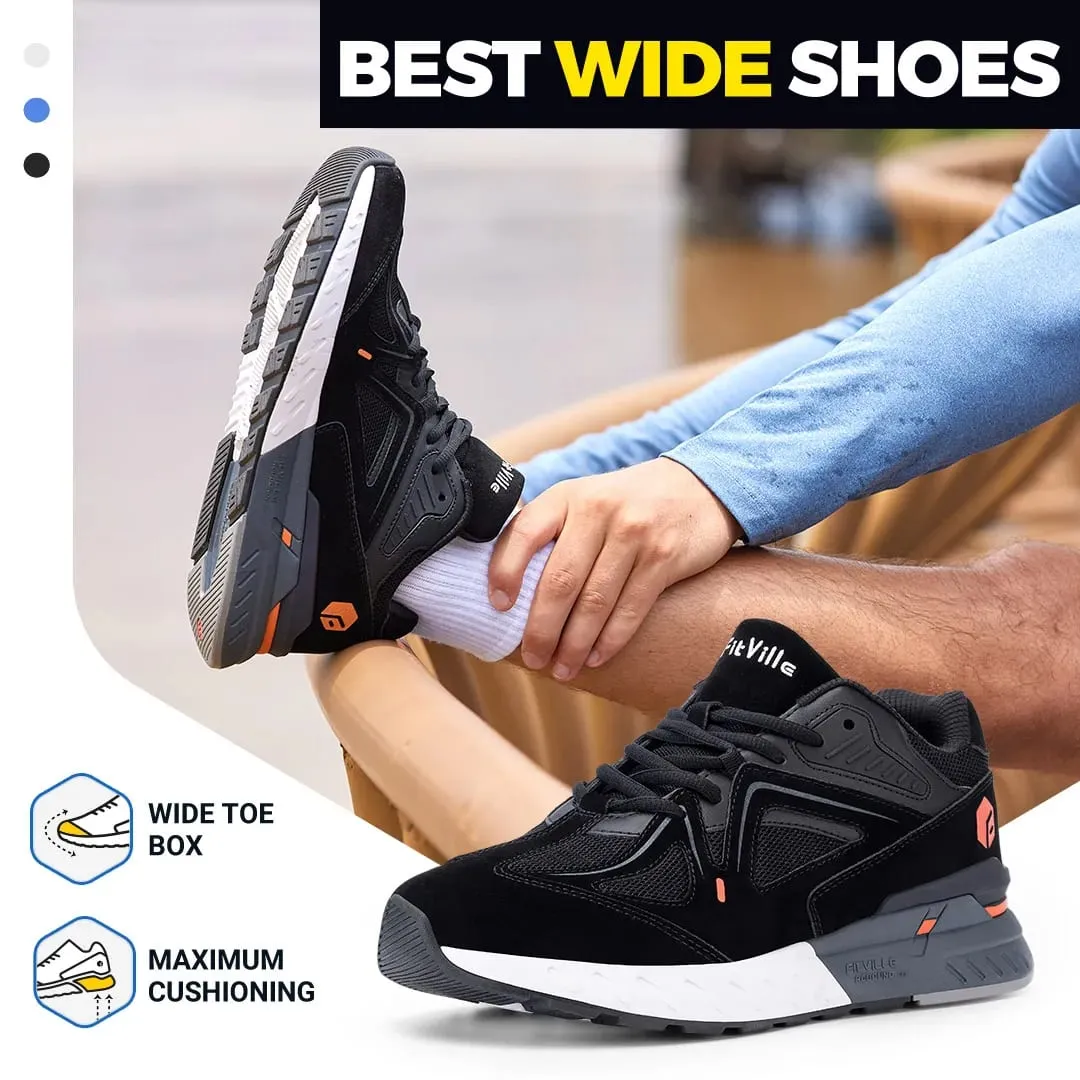 FitVille Men's Walking Shoes Extra Wide Lightweight Sneakers for Flat Feet Arch Fit Heel Pain Relief Non-Slip Running Shoes — image 4