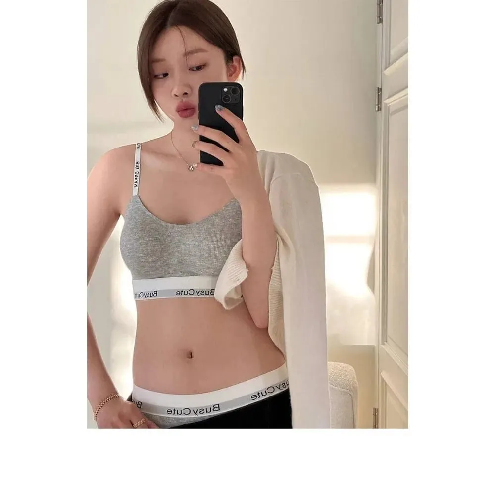 Trendy American Wireless Sports Bra Seamless Letter U Back Small Cup Push Up Anti Sag Side Support Workout Breathable Underwear — image 1