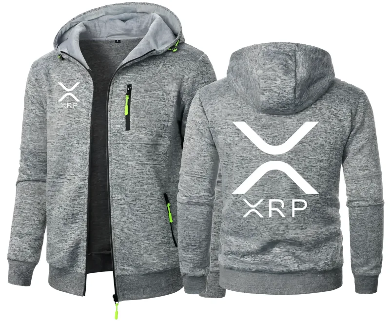 Cryptocurrency Ripple XRP Herenhoodies Jacquard Sweatshirt Rits Sweatshirt met capuchon Herenkleding Sportkleding Casual jas