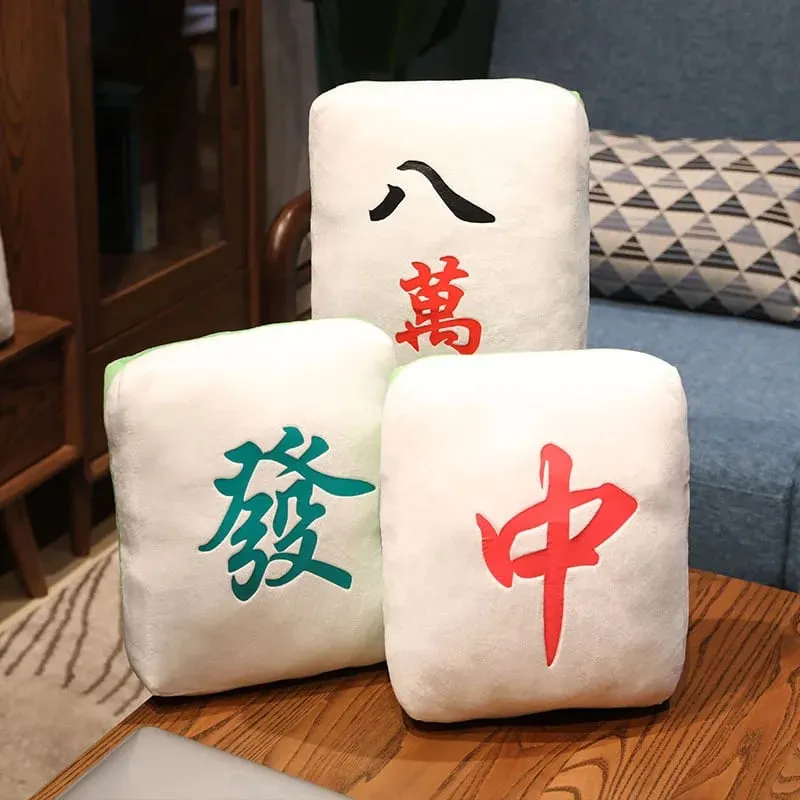 Creative Mahjong Pillow Cushion Chinese Plush Toy Car Chair Backrest Dice Funny Nap Sofa Home Decor Gift Accompanying Decoration — image 4